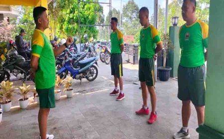 Anggota Koramil 11/Punggelan Melaksanakan kegiatan Olahraga Rutin