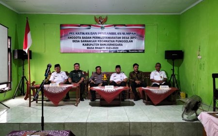 DANRAMIL 11/PUNGGELAN HADIR DALAM PELANTIKAN ANGGOTA BPD DI DESA BINAAN