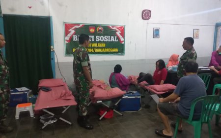 Koramil 04 Karangkobar Menggelar Bakti Sosial Donor Darah demi Membantu PMI Cabang Banjarnegara