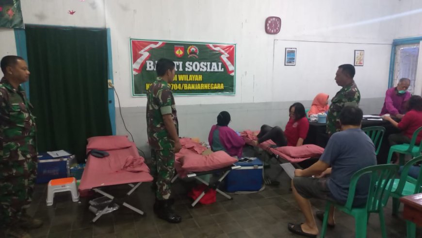 Koramil 04 Karangkobar Menggelar Bakti Sosial Donor Darah demi Membantu PMI Cabang Banjarnegara