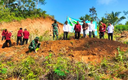 DALAM RANGKA HARI LINGKUNGAN HIDUP BABINSA BERSAMA KEPALA DINAS BPN ,FORKOMPIMCAM MELAKSANAKAN PROGRAM PENGHIJAUN 